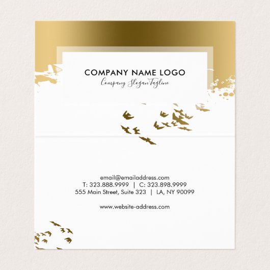 Inspirationsseitende Goldvögel Visitenkarten (Innenseite Aufgefaltet)