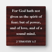 Inspirationsskriptur 2 Timothy 1:7 Christlich Fotoplatte (Vorderseite)