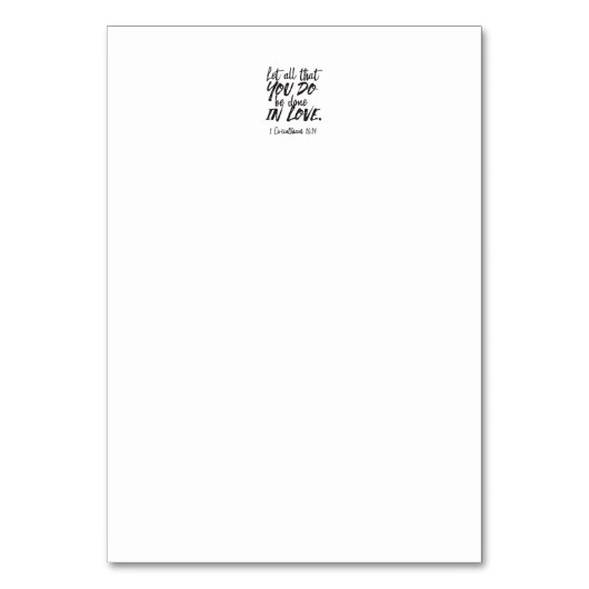 Inspirationsskriptur der Liebe - 1 Korinther 16:14 Tischnummer (Rückseite)