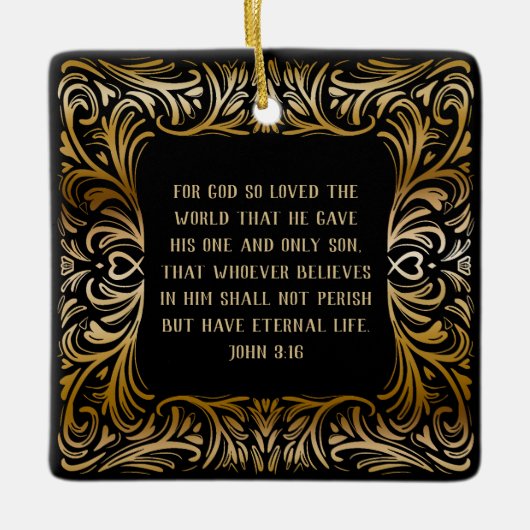 Inspirationsskriptur John 3:16 Weihnachtsgeschenk Keramikornament (Vorderseite)