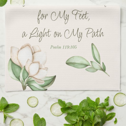 Inspirationsskriptur Magnolia-Blume Geschirrtuch (Gefaltet)