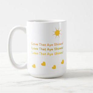 Inspirationssonde strahlende Herzen und Liebe, gel Kaffeetasse