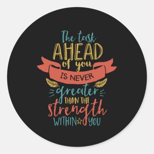 Inspirationsstichstärke glaubt an sich selbst runder aufkleber (Vorderseite)