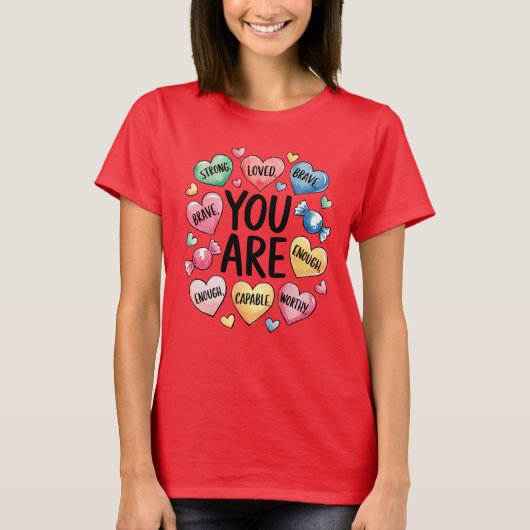 Inspirationsstiftende positive Herzen T-Shirt (Vorderseite)