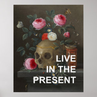 Inspirationstext + Memento Mori Malerei Poster