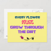 Inspirationstypografie Zitat mit einer Rote Rose Postkarte (Vorne/Hinten)