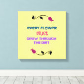 Inspirationstypografie Zitat mit Zeichnend Blume Leinwanddruck (Insitu (Holzboden))