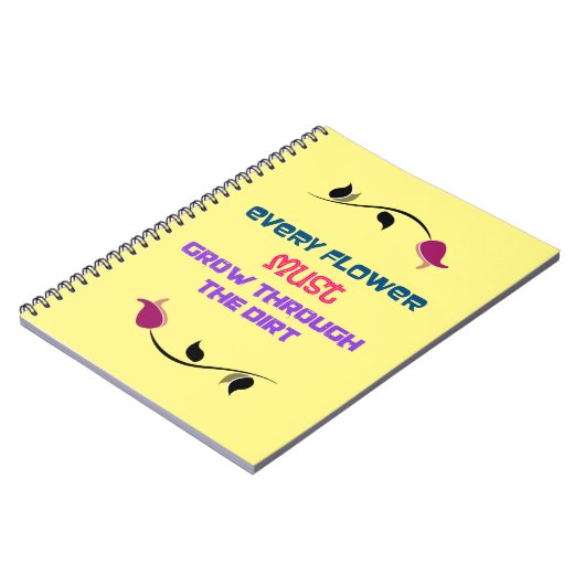 Inspirationstypografie Zitat mit Zeichnend Blume Notizblock (Linke Seite)