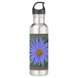 Inspirationswasserflasche mit blauem Aster Edelstahlflasche