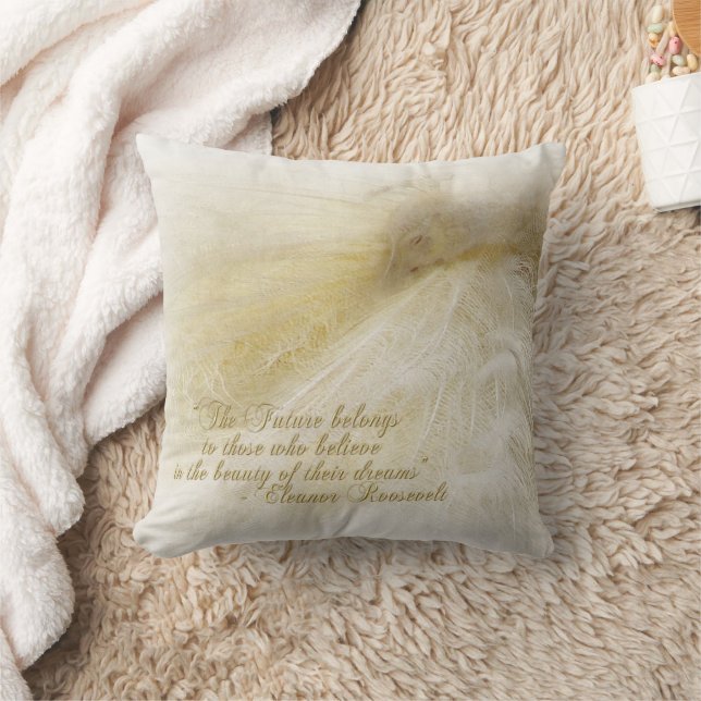 Inspirationsweißes Pfauenpilz Kissen (Decke)