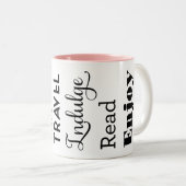 Inspirationswörter für die Altersvorsorge, schwarz Zweifarbige Tasse (VorderseiteRechts)