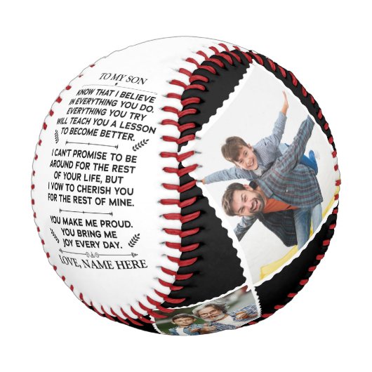 Inspirationswörter für meinen Sohn mit benutzerdef Baseball (Schrägansicht)