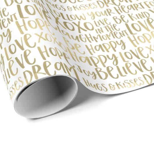 Inspirationswörter Gold Geschenkpapier (Rolleneckpunkt)