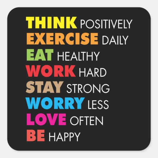 Inspirationswörter - Motivierend Quadratischer Aufkleber (Vorderseite)