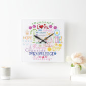 Inspirationswörter Quadratische Wanduhr (Zuhause)