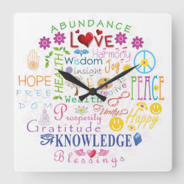 Inspirationswörter Quadratische Wanduhr
