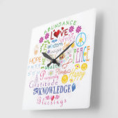 Inspirationswörter Quadratische Wanduhr (Winkel)