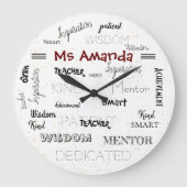 Inspirationswortmentor Lehrerbewertung Große Wanduhr (Vorderseite)