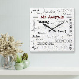 Inspirationswortmentor Lehrerbewertung Quadratische Wanduhr