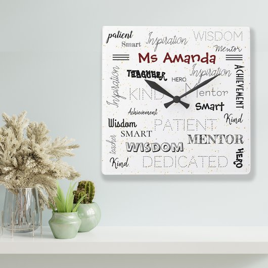 Inspirationswortmentor Lehrerbewertung Quadratische Wanduhr