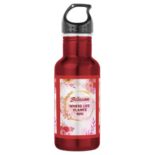 Inspirative Edelstahl-Wasserflasche mit Blumenmoti Edelstahlflasche