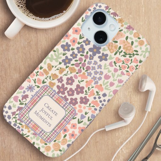 Inspirative Patchwork-Blumen- und Karo-Handyhülle Case-Mate iPhone Hülle