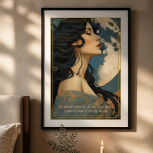 Inspiratives AI-generiertes Frauen- und Mondposter Poster