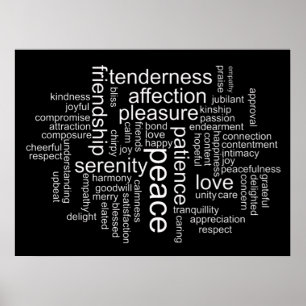 Inspiratives Friedens- und Liebeswort-Cloud-Poster Poster