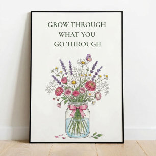 Inspiratives Wildblumen-Mason-Glas-Plakat Poster