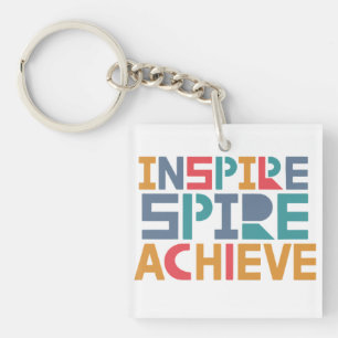 Inspire Aspire Erreichen Quadratischer Schlüsselan Schlüsselanhänger