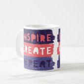 Inspire Create Repeat Mug – Motivational Artistic Kaffeetasse (Vorderseite Links)