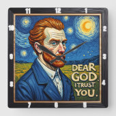 Inspired: Dear God I Trust You Quadratische Wanduhr (Vorderseite)
