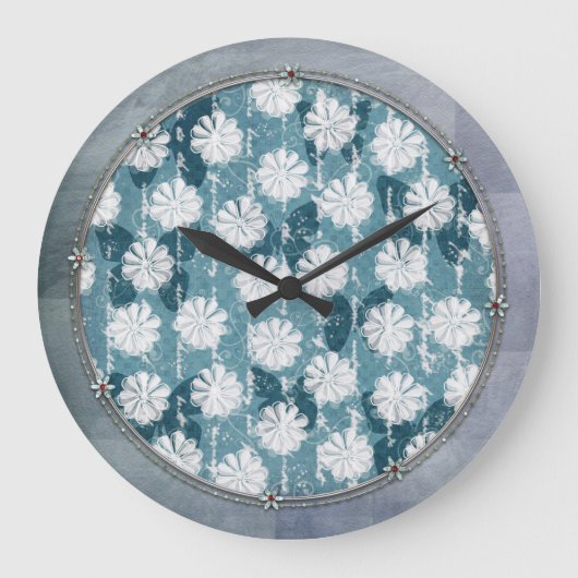 Inspired Flowers and Butterflies Große Wanduhr (Vorderseite)