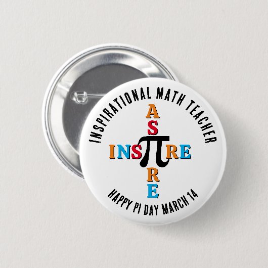 INSPIRIER ASPIRE Math Teacher Happy Pi Day Button (Vorne & Hinten)