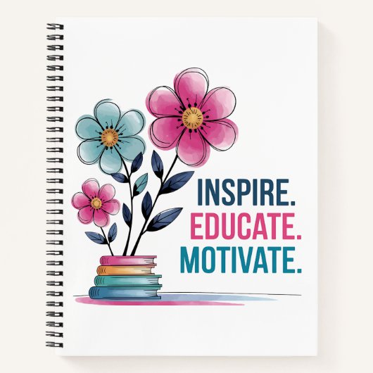 Inspirier Educate Motivate Notebook | Geschenk für Notizblock (Vorderseite)