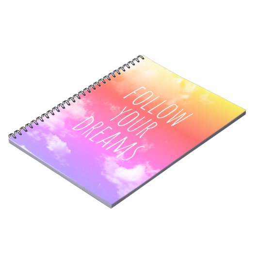 Inspirier: Folgen Sie Ihren Träumen Pink Quote Not Notizblock (Linke Seite)