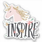 Inspirier | Gold Mane Unicorn Aufkleber (Vorderseite)
