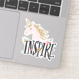 Inspirier  Gold Mane Unicorn Aufkleber