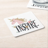 Inspirier| Gold Mane Unicorn Rechteckiger Pappuntersetzer (angewinkelt)