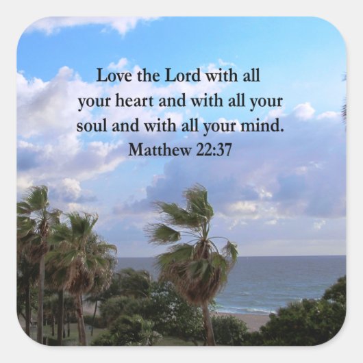 INSPIRIER MATTHEW 22:37 SCRIPTURE VERSE QUADRATISCHER AUFKLEBER (Vorderseite)