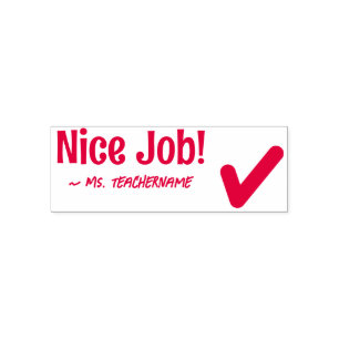 Inspirier "Nice Job!" + Tutor-Name Rubber-Briefmar Permastempel