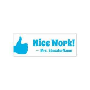 Inspirier "Nice work!" + Name des Lehrers Permastempel
