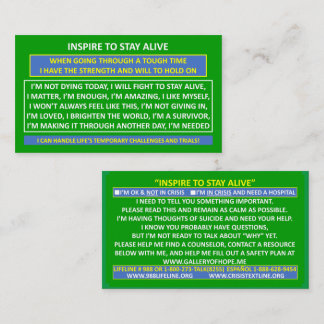 INSPIRIER ZUR BLEIBE DER LEBENDIGEN VERHÜTUNGSKART VISITENKARTE