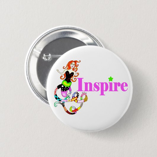Inspirieren Sie Meerjungfrau-"Girly" Knopf Button (Vorne & Hinten)