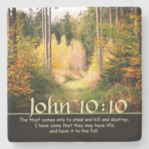 Inspirierend Bibelverse John 10 10 Herbstweg Steinuntersetzer