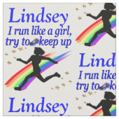 INSPIRIEREND BLAUE RUNNER GIRL PERSONALISIERT FABR STOFF (Nahaufnahme)