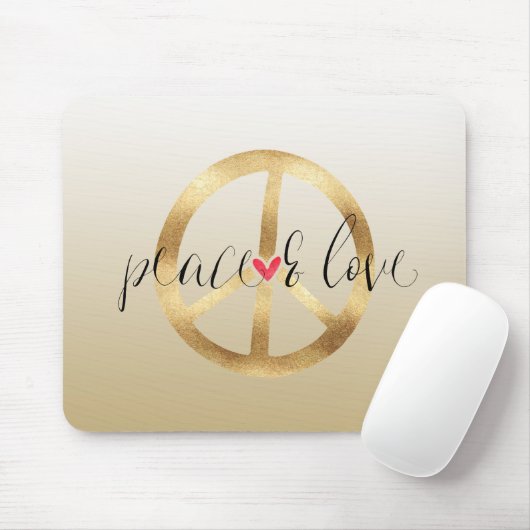 Inspirierend Goldfriedenszeichen-Herz Mousepad (Mit Mouse)