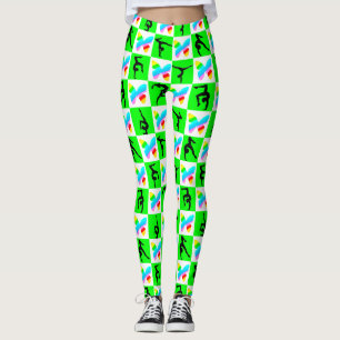 INSPIRIEREND GREEN BUTTERFLY GYMNASTICS LEGGINGS