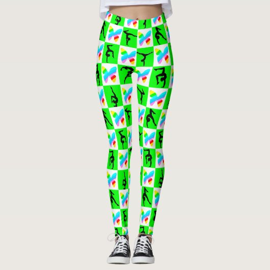 INSPIRIEREND GREEN BUTTERFLY GYMNASTICS LEGGINGS (Vorderseite)