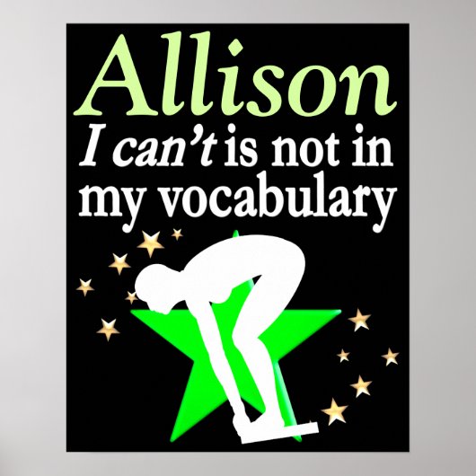 INSPIRIEREND GRÜNE PERSONALISIERTE SCHWIMMERPOSTER POSTER (Vorne)